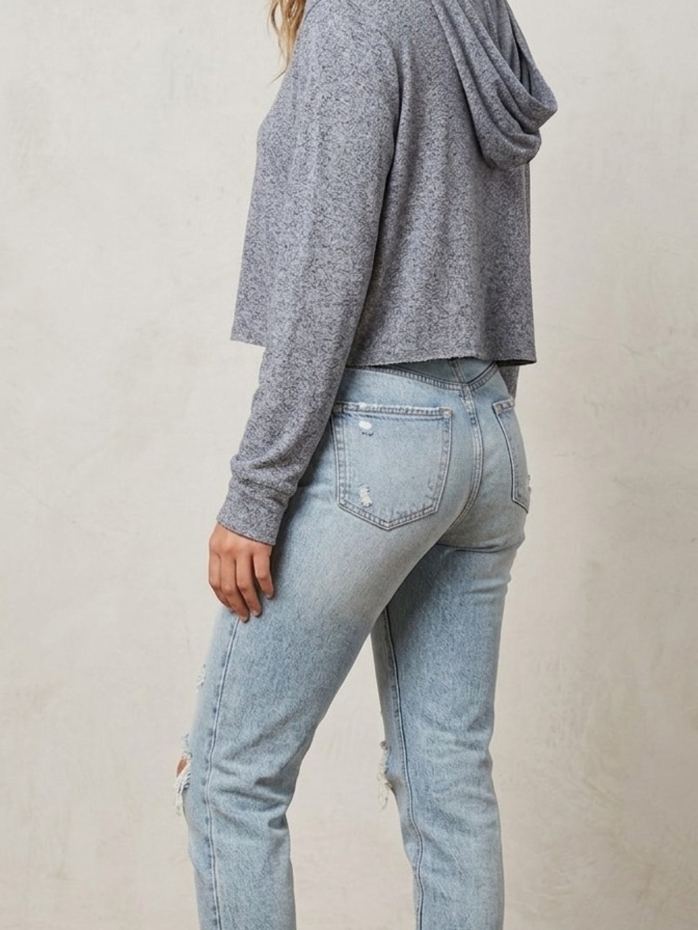 Prince & Fox Heather Gray Cropped Hoodie  WS 121